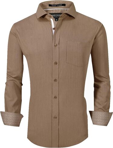 قمصان Alex Vando للرجال خالية من التجاعيد ومقاس عادي من الخيزران المطاطي بأزرار سفلية in Kuwait