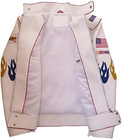 Xtreem Leather Men's Ricky Bobby Racing White Faux Leather Jacket in Saudi Arabia