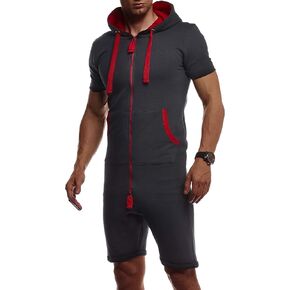 Leif Nelson men's short jumpsuit for summer short pants short-sleeved hooded LN8313 in Saudi Arabia