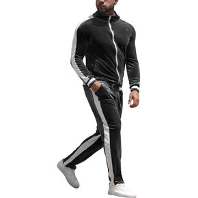 YAOGRO Velour Tracksuit Sweatsuit Set:Men's Jogging Suits Full Zip Casual Jackets Pants 2 piece Outfit Athletic Workout