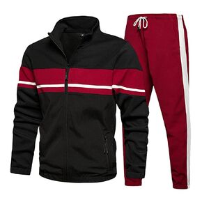LBL Men's Sweat Suit 2 Piece Outfit Casual Contrast Sports Jogging Tracksuits Set