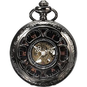 Men’s Pocket Watch with Chain | Hand Winding Vintage Pocket Watch | Classic Mechanical Movement Pocketwatch | 1920s Railroad Steampunk Costume Accessory in Saudi Arabia