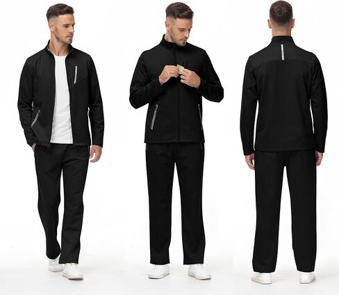 MoFiz Mens Tracksuit Jogging Sports Sweatsuit Comfortable Outfits Casual Athletic Pants Full zip Jacket 2 Piece in Kuwait