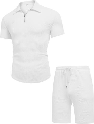 URRU Men's Polo Shirt and Shorts Set Summer Outfits Fashion Casual Short Sleeve Polo Suit for Men 2 Piece Shorts Tracksuit in Saudi Arabia