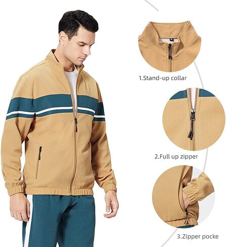 LBL Men's Sweat Suit 2 Piece Outfit Casual Contrast Sports Jogging Tracksuits Set in Saudi Arabia