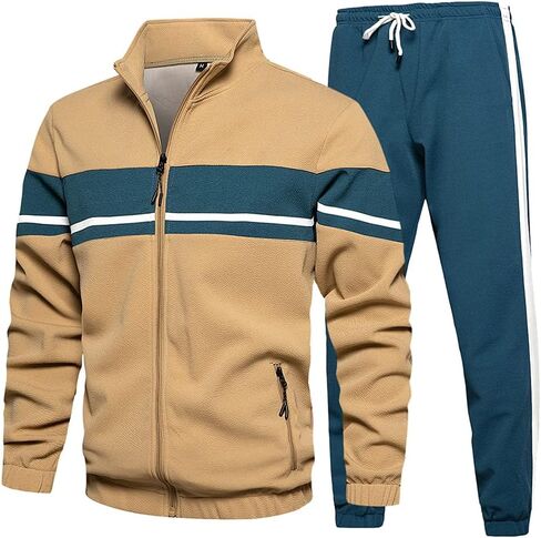 LBL Men's Sweat Suit 2 Piece Outfit Casual Contrast Sports Jogging Tracksuits Set in Saudi Arabia