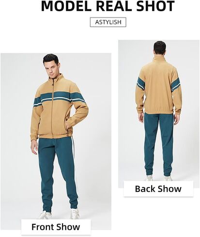 LBL Men's Sweat Suit 2 Piece Outfit Casual Contrast Sports Jogging Tracksuits Set in Saudi Arabia