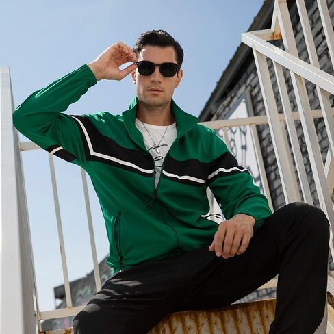 LBL Men's Sweat Suit 2 Piece Outfit Casual Contrast Sports Jogging Tracksuits Set in Saudi Arabia