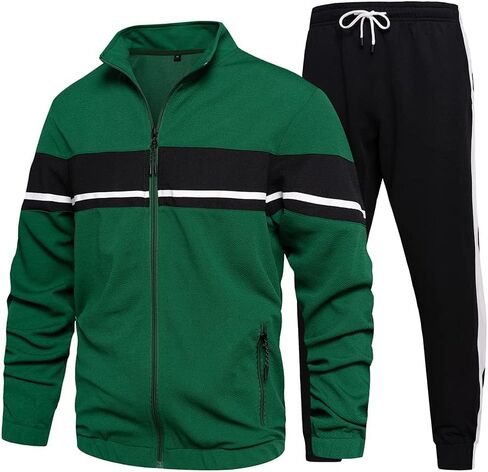 LBL Men's Sweat Suit 2 Piece Outfit Casual Contrast Sports Jogging Tracksuits Set in Saudi Arabia