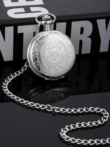 Vintage Pocket Watch Steel Men Watch with Chain for Fathers Day Xmas Present Daily Use in Kuwait