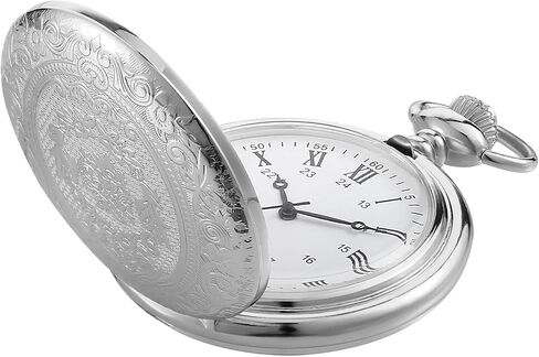 Vintage Pocket Watch Steel Men Watch with Chain for Fathers Day Xmas Present Daily Use in Kuwait