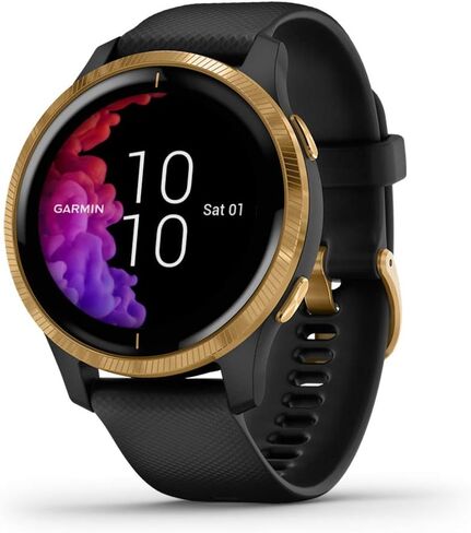 ساعة ذكية Garmin 010-02173-11 Venu، نظام تحديد المواقع العالمي (GPS) مع شاشة لمس ساطعة، تتميز بالموسيقى ومراقبة طاقة الجسم وتمارين الرسوم المتحركة ومستشعر نبض الثور والمزيد، أسود in Kuwait