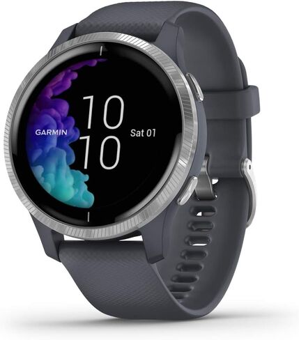 ساعة ذكية Garmin 010-02173-11 Venu، نظام تحديد المواقع العالمي (GPS) مع شاشة لمس ساطعة، تتميز بالموسيقى ومراقبة طاقة الجسم وتمارين الرسوم المتحركة ومستشعر نبض الثور والمزيد، أسود in Kuwait