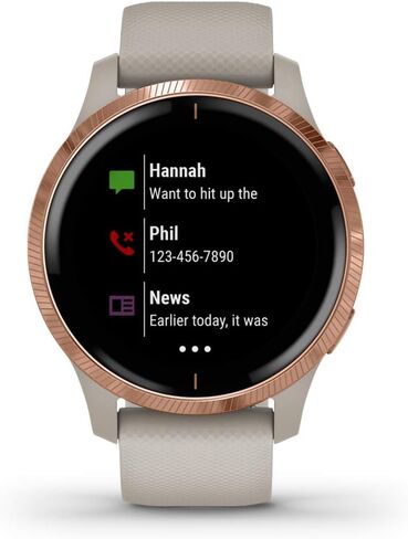ساعة ذكية Garmin 010-02173-11 Venu، نظام تحديد المواقع العالمي (GPS) مع شاشة لمس ساطعة، تتميز بالموسيقى ومراقبة طاقة الجسم وتمارين الرسوم المتحركة ومستشعر نبض الثور والمزيد، أسود in Kuwait