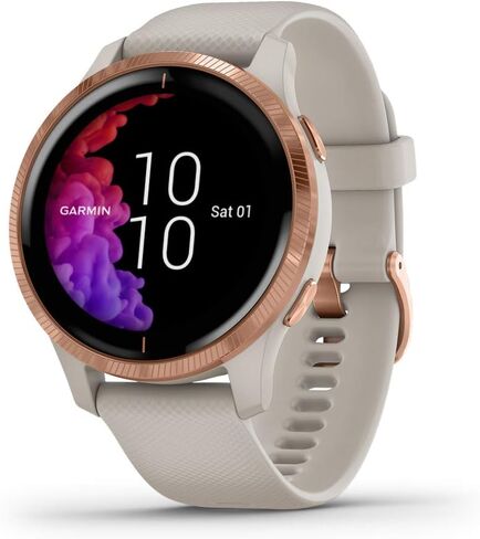 ساعة ذكية Garmin 010-02173-11 Venu، نظام تحديد المواقع العالمي (GPS) مع شاشة لمس ساطعة، تتميز بالموسيقى ومراقبة طاقة الجسم وتمارين الرسوم المتحركة ومستشعر نبض الثور والمزيد، أسود in Kuwait