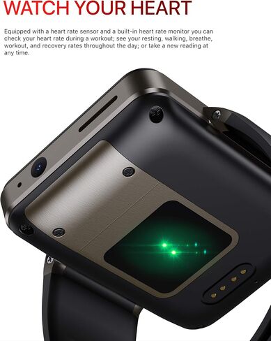 DM101 4G Smart Watch for Men 2.41" Display Android 7.1 3GB RAM 32GB ROM 2080mAh Watch Phone with Face ID Dual Camera Bluetooth GPS IP67 Waterproof Smartwatch (Black) in Saudi Arabia