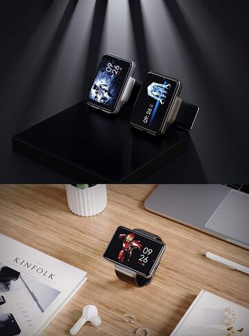 DM101 4G Smart Watch for Men 2.41" Display Android 7.1 3GB RAM 32GB ROM 2080mAh Watch Phone with Face ID Dual Camera Bluetooth GPS IP67 Waterproof Smartwatch (Black) in Saudi Arabia