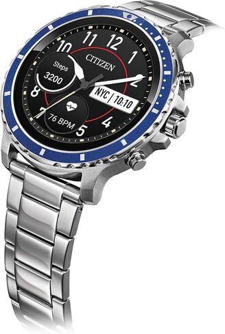 Citizen CZ Smart Grey Plated Silicone Strap Stainless Steel Smartwatch Touchscreen, Heartrate, GPS, Speaker, Bluetooth, Notifications, iPhone and Android Compatible, Powered by Google Wear OS in Kuwait