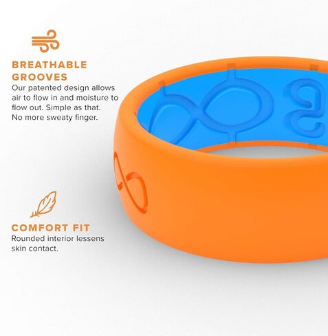 Solid Silicone Ring by Groove Life - Breathable Rubber Wedding Rings for Men, Lifetime Coverage, Unique Design, Comfort Fit Ring in Kuwait