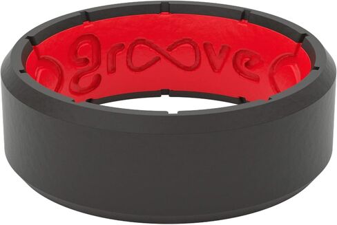 Solid Silicone Ring by Groove Life - Breathable Rubber Wedding Rings for Men, Lifetime Coverage, Unique Design, Comfort Fit Ring in Kuwait