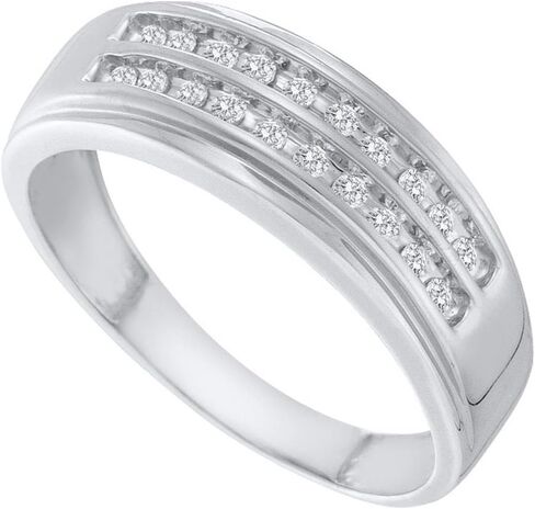 Sonia Jewels 14K Yellow and White Two Tone Gold Diamond Two Rows Mens Wedding Band Ring - w/Channel Set Round Diamonds - (1/4 cttw) in Kuwait