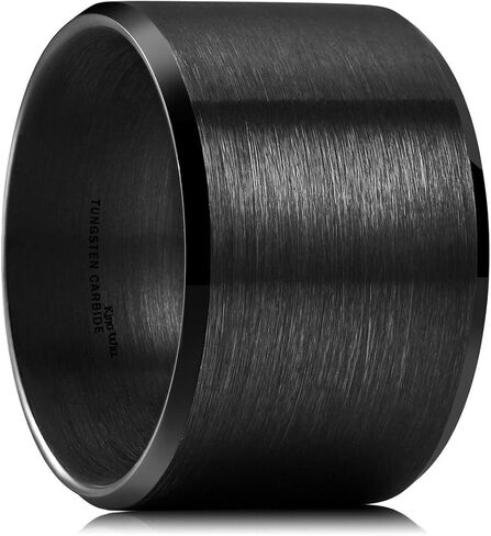 King Will Tungsten Men's Wedding Ring - Available in 6mm to 10mm, Black/Silver, Matte Finish, Beveled Polished Edge, Comfort Fit in Kuwait