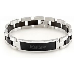 EVE'S ADDICTION Custom Engraved Men's Stainless Steel ID Bracelet - Name Bracelet for Men - Men's Jewelry - Personalized Jewelry Gift - Gift for Him - Graduation Gift for Him Gift for Dad in Saudi Arabia