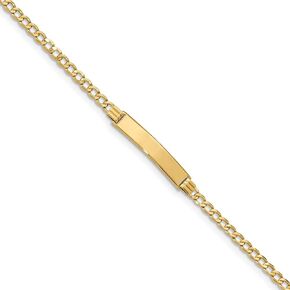 14k Yellow Gold ID Bracelet Engravable Identification Name Bar Tag - with Secure Lobster Lock Clasp 7" (Width = 5mm) in Saudi Arabia