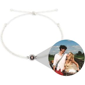 ZLHZW Custom Photo Bracelets for Women Men Personalized Projection Picture Circle Charm Gifts for Couples Customized Halloween Birthday Anniversary Memorial Gifts for Him Her Adjustable String Knot in Saudi Arabia