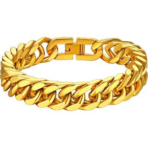 Richsteel Stainless Steel/Gold/Black Plated Link Chain Bracelet for Men 8/12/17mm Width, 7.4/8.2/9 Inch Length Classic Jewelry(Gift Wrapped) in Saudi Arabia
