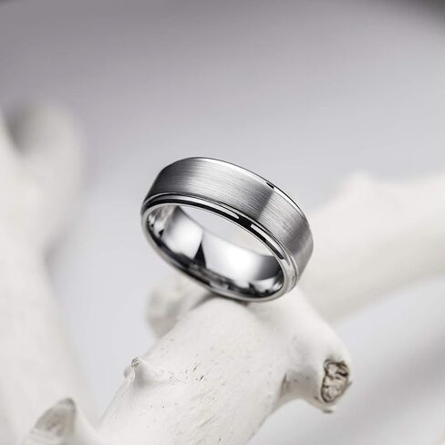 King Will Basic Tungsten Ring for Men 6mm 7mm 8mm 9mm 10mm Silver Blue Tungsten Wedding Band Matte Brushed Finish Comfort Fit in Kuwait
