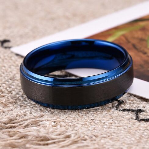 King Will Basic Tungsten Ring for Men 6mm 7mm 8mm 9mm 10mm Silver Blue Tungsten Wedding Band Matte Brushed Finish Comfort Fit in Kuwait