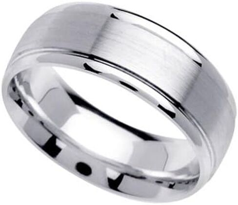 Kobelli 14k White Gold Comfort Fit Mens Wedding Band (8MM) in Saudi Arabia
