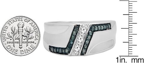 Dazzlingrock Collection Sterling Silver Mens Round Blue Color Enhanced Diamond Wedding Band 1/5 ctw in Kuwait