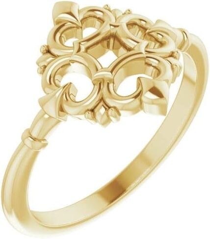 Solid 14k Yellow Gold Vintage-Inspired Ring Band (Width = 10.5mm) in Saudi Arabia