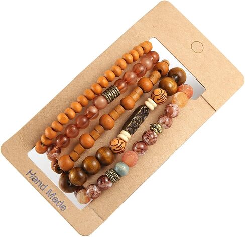 HZMAN Wrap Bracelets Men Women, Hemp Cords Wood Beads Ethnic Tribal Bracelets, Leather Wristbands in Saudi Arabia