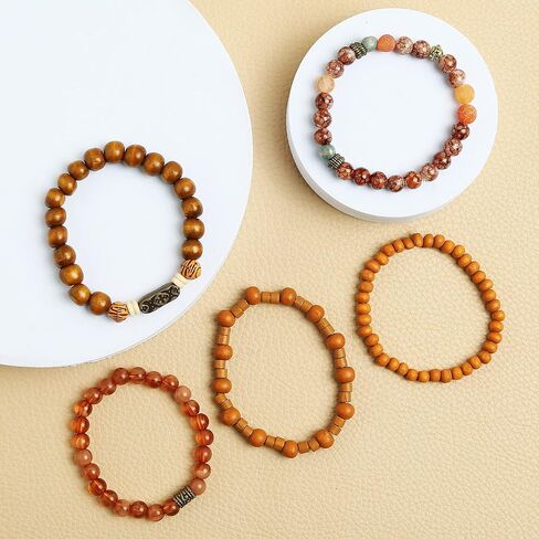 HZMAN Wrap Bracelets Men Women, Hemp Cords Wood Beads Ethnic Tribal Bracelets, Leather Wristbands in Saudi Arabia