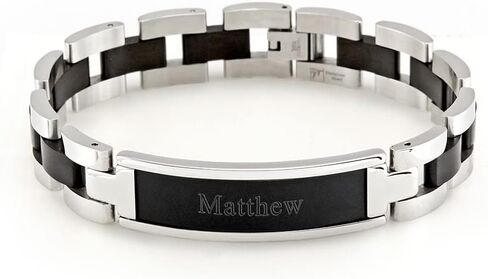 EVE'S ADDICTION Custom Engraved Men's Stainless Steel ID Bracelet - Name Bracelet for Men - Men's Jewelry - Personalized Jewelry Gift - Gift for Him - Graduation Gift for Him Gift for Dad in Saudi Arabia