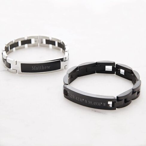 EVE'S ADDICTION Custom Engraved Men's Stainless Steel ID Bracelet - Name Bracelet for Men - Men's Jewelry - Personalized Jewelry Gift - Gift for Him - Graduation Gift for Him Gift for Dad in Saudi Arabia