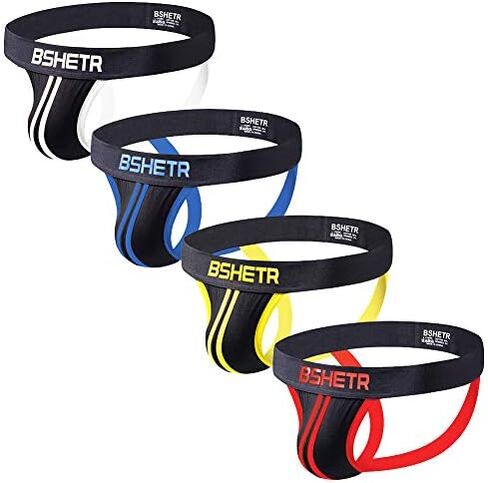 BSHETR Men's Jockstraps Athletic Supporters 4-Pack Cotton Work Out Underwear in Kuwait