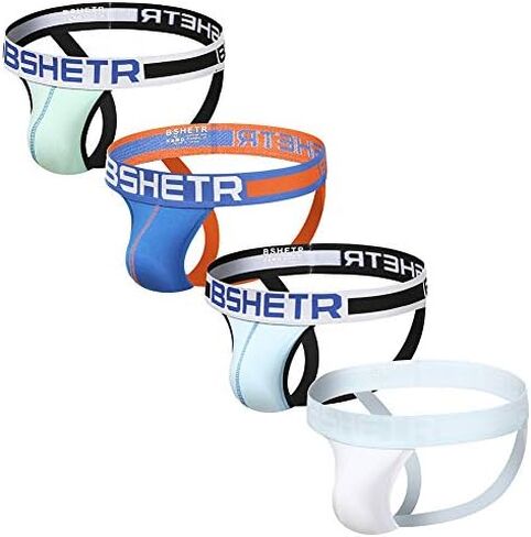 BSHETR Men's Jockstraps Athletic Supporters 4-Pack Cotton Work Out Underwear in Kuwait
