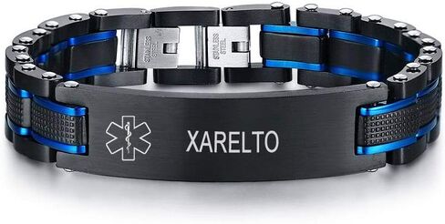 VNOX Two-Tone Black Blue Free Custom Engraving Emergency Medical Alert ID Bracelets for Men Husband Father,8.2"/8.6" in Saudi Arabia