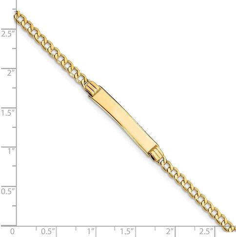 14k Yellow Gold ID Bracelet Engravable Identification Name Bar Tag - with Secure Lobster Lock Clasp 7" (Width = 5mm) in Saudi Arabia