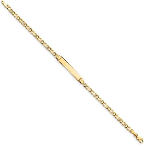 14k Yellow Gold ID Bracelet Engravable Identification Name Bar Tag - with Secure Lobster Lock Clasp 7" (Width = 5mm) in Saudi Arabia