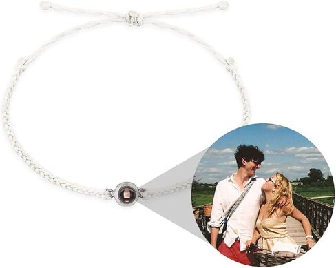 ZLHZW Custom Photo Bracelets for Women Men Personalized Projection Picture Circle Charm Gifts for Couples Customized Halloween Birthday Anniversary Memorial Gifts for Him Her Adjustable String Knot in Saudi Arabia