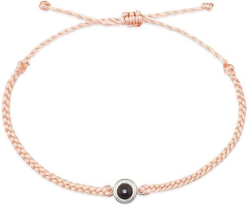 ZLHZW Custom Photo Bracelets for Women Men Personalized Projection Picture Circle Charm Gifts for Couples Customized Halloween Birthday Anniversary Memorial Gifts for Him Her Adjustable String Knot in Saudi Arabia