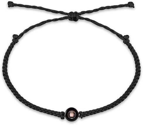 ZLHZW Custom Photo Bracelets for Women Men Personalized Projection Picture Circle Charm Gifts for Couples Customized Halloween Birthday Anniversary Memorial Gifts for Him Her Adjustable String Knot in Saudi Arabia