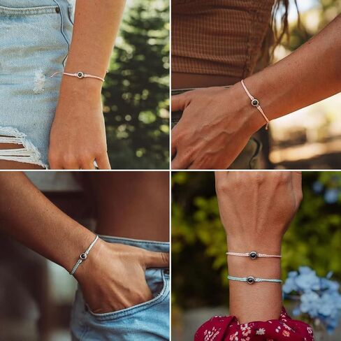 ZLHZW Custom Photo Bracelets for Women Men Personalized Projection Picture Circle Charm Gifts for Couples Customized Halloween Birthday Anniversary Memorial Gifts for Him Her Adjustable String Knot in Saudi Arabia