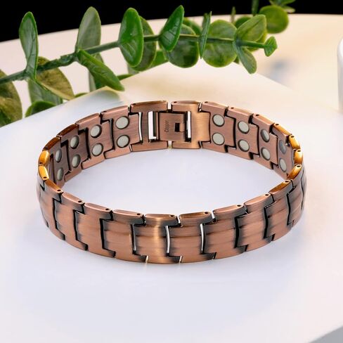 Feraco Men's Copper Magnetic Bracelet Elegant 99.99% Solid Copper Bracelets with Double-Row Strong Magnets,Magnetic Jewelry (Copper) in Saudi Arabia