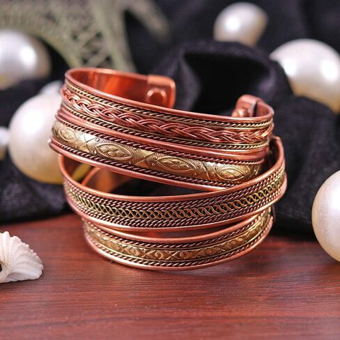 أساور النحاس التبتية المغناطيسي الهند نمط المرأة الرجال مجوهرات اليوغا الروحية in Kuwait